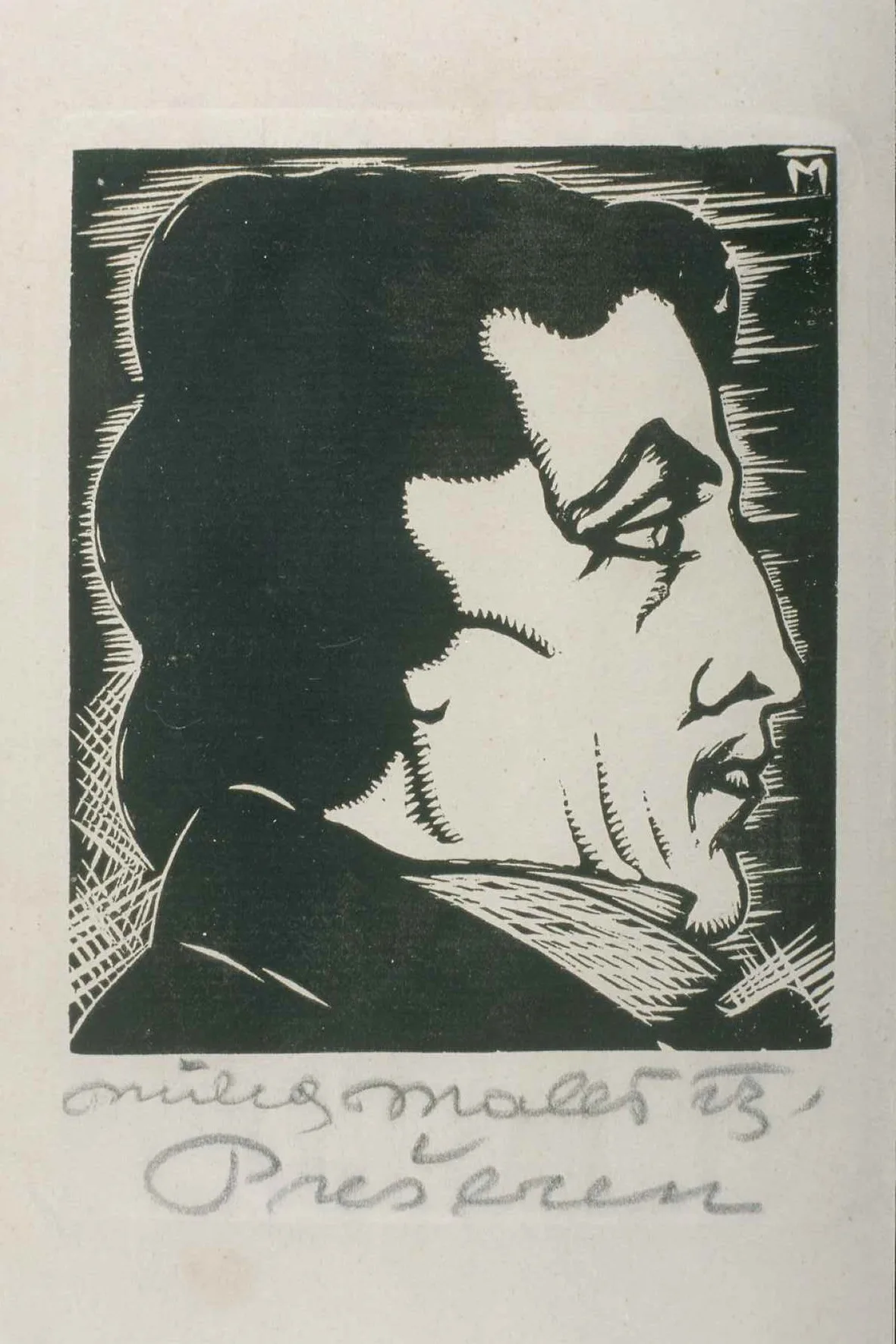 Miha Maleš, Prešeren, linorez, 1922
