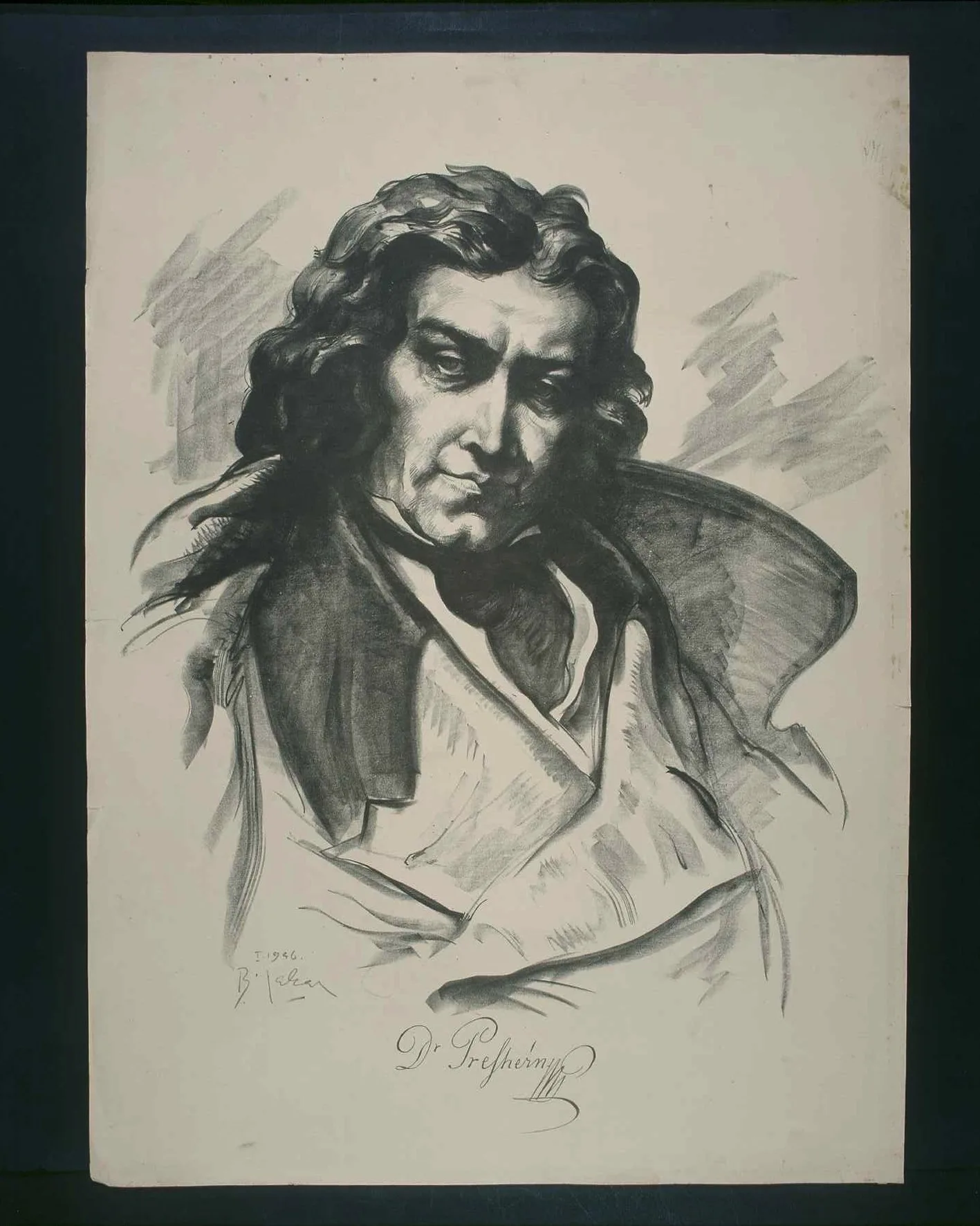 Božidar Jakac, Dr. Prešeren, litografija, 1946