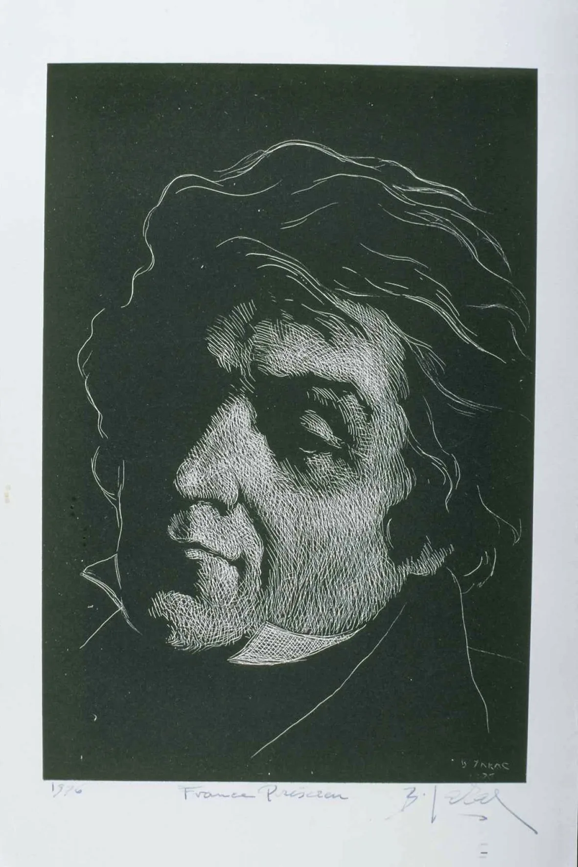 Božidar Jakac, France Prešeren, jedkanica, 1976