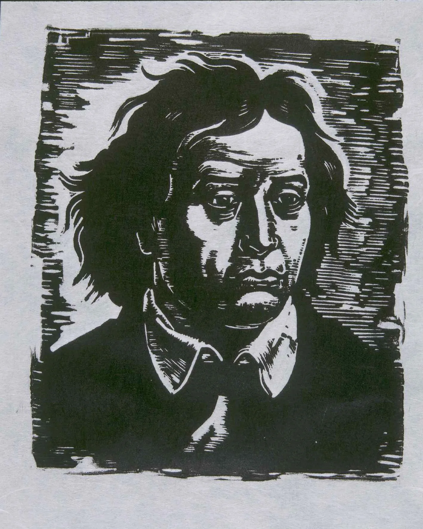 France Mihelič, Portret, linorez, 1944